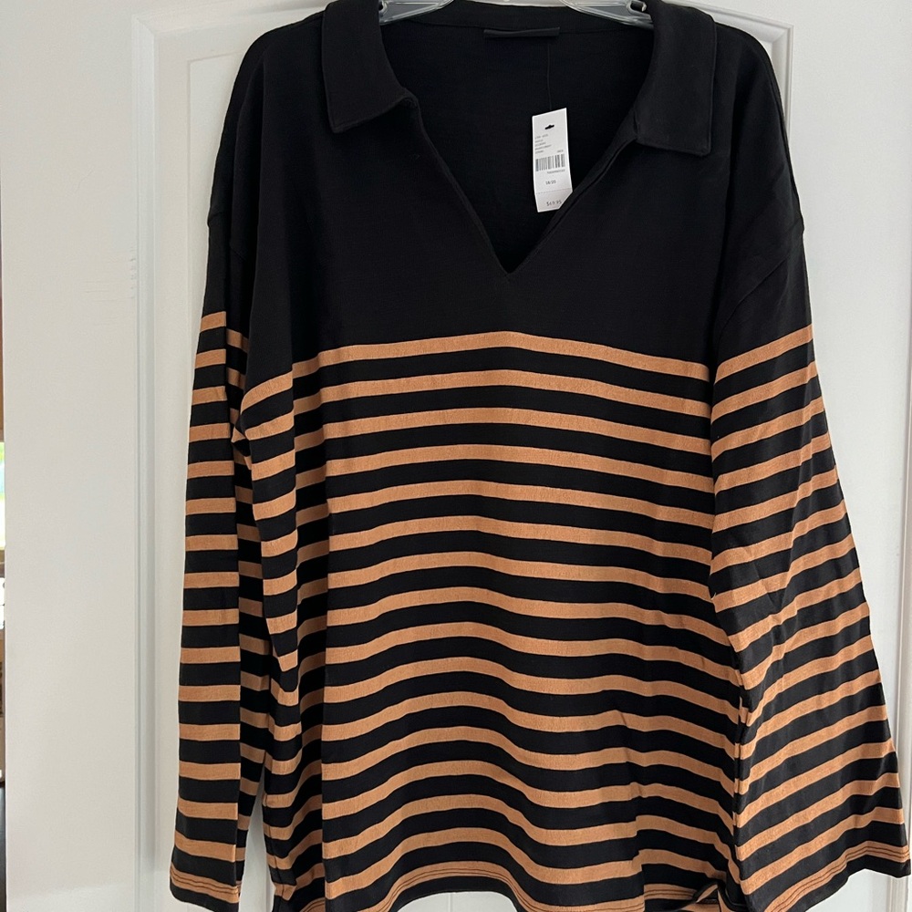 Lane Bryant Black Stripped Sweater Top